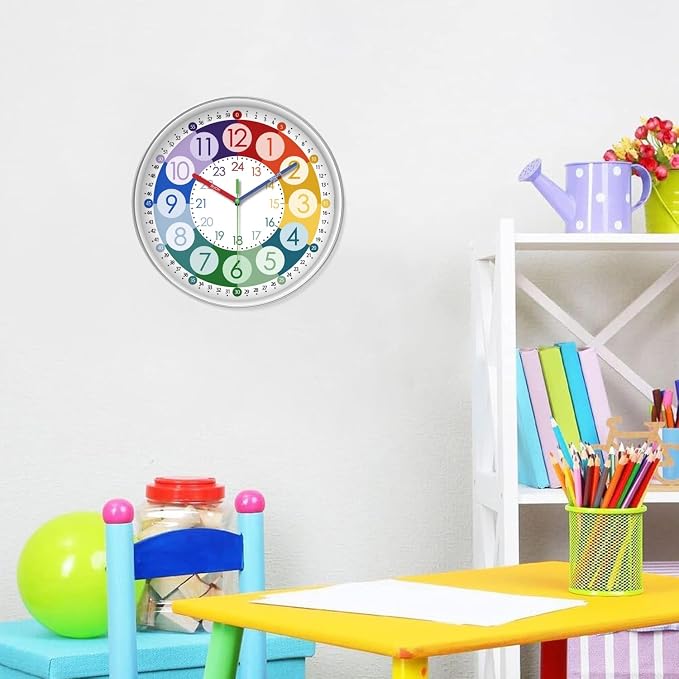 XFM Colorful Kid Wall Clock 16 Inch Silent Non Ticking Quartz Battery Operated - Image 3