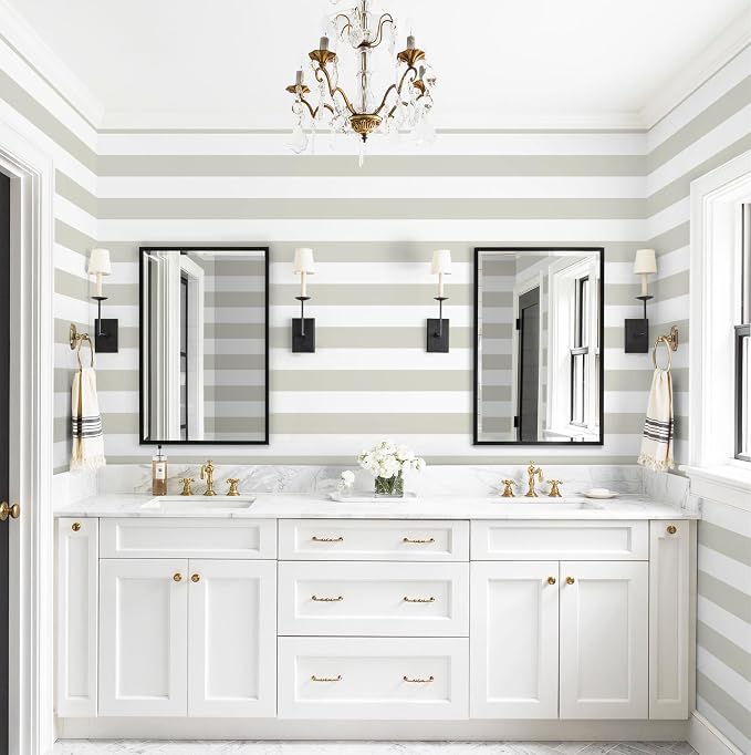 Guvana 17.7"x472" Striped Wallpaper Brown and White Contact Paper Brown - Image 4
