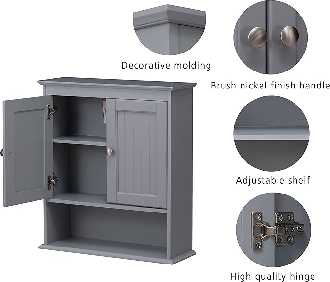 Spirich Bathroom Wall Cabinet, Wall Mounted Medicine Cabinet Organizer - Image 4