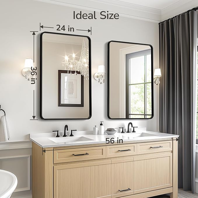 USHOWER 2-Pack Black Bathroom Mirrors - Image 6