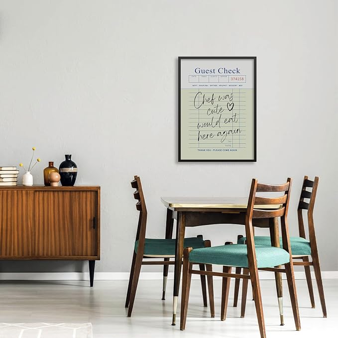 Black Framed Wall Art Posters Trendy Kitchen Guest Check Prints Chef Was Cute - Image 4