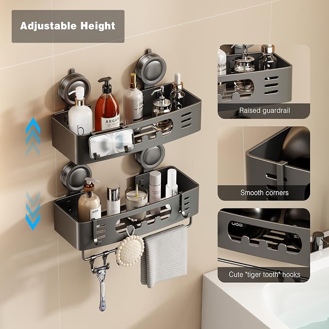 Voldra Shower Caddy Suction Cup, Shower Shelves - Image 2