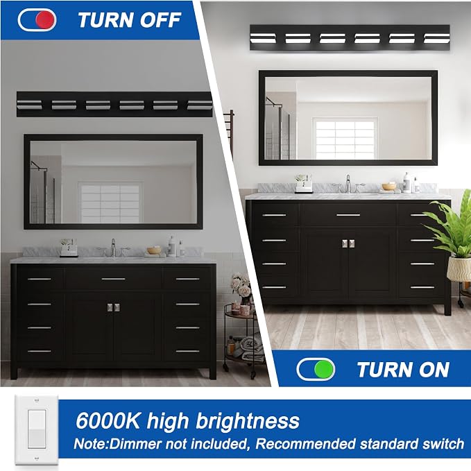 IZORRO LED Modern Bathroom Lights Fixtures, Matte Black Acrylic Wall Lighting - Image 5