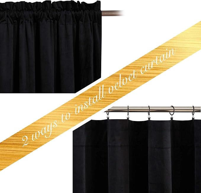 NICETOWN Black Out Velvet Curtains 54 inches Long - Image 3