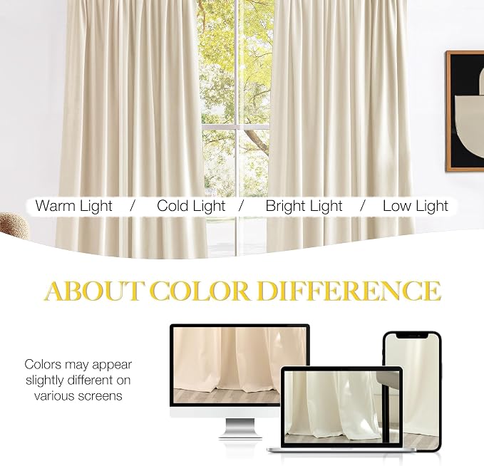 NICETOWN Ivory White Winter Velvet Curtains - Image 3