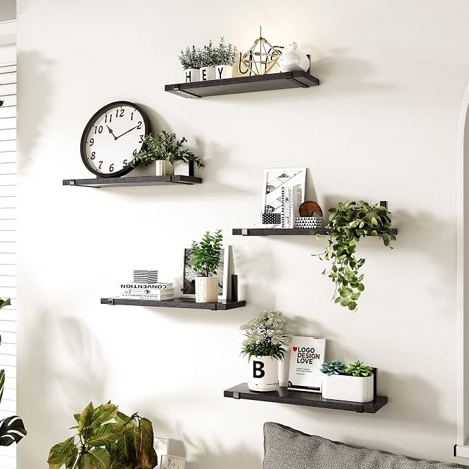Fixwal Wall Shelves, Width 4.7 Inches Black Floating Shelves - Image 5