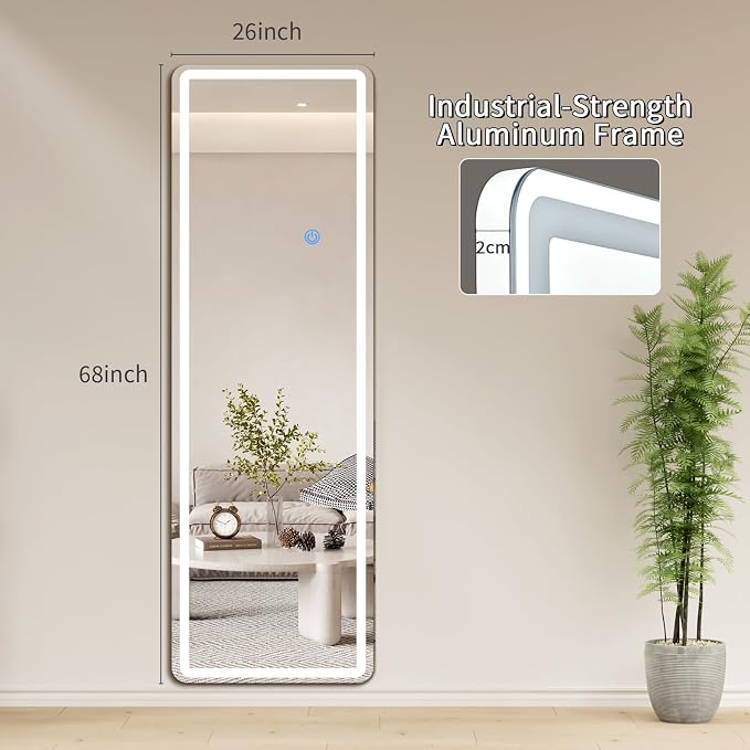 Koonmi Full Length Mirror with LED Lights, Big Mirror - Image 8
