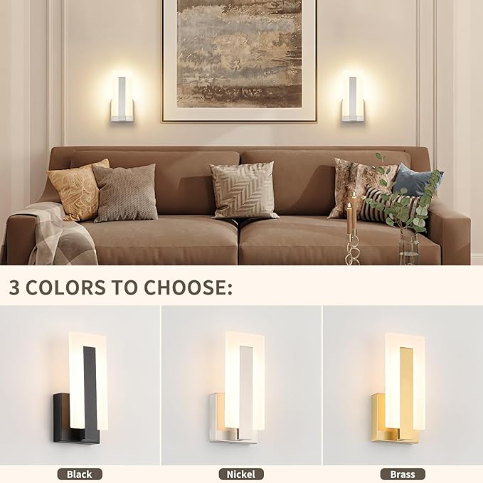 Joosenhouse Modern LED Wall Sconce Set of 2, Hardwired 3000K Warm White Light - Image 4