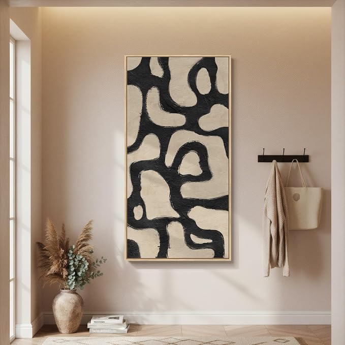 Framed Neutral Horizontal Abstract Wall Art - Image 4