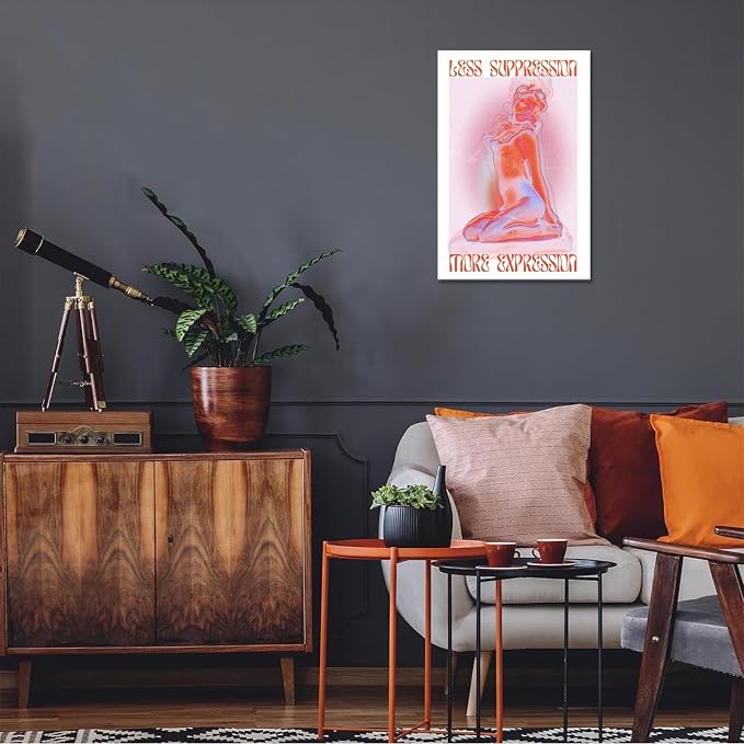 Spiritual Affirmation Art Poster Pink Woman Canvas Wall Art Aesthetic Pictures - Image 3