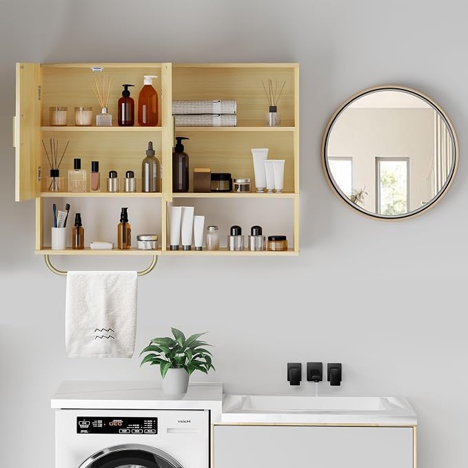 Bathroom Wall Cabinet Wood Large Wall Mounted Medicine Cabinet - Image 7
