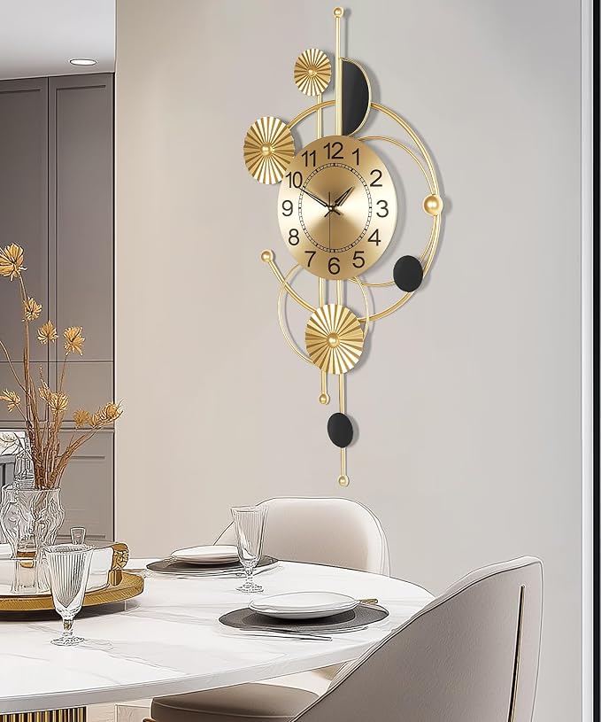 Large Wall Clock, Modern Silent Non-Ticking Metal Wall Clocks, Battery Operated - Image 3