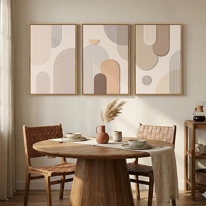 3 Piece Framed Neutral Boho Wall Art - Image 5