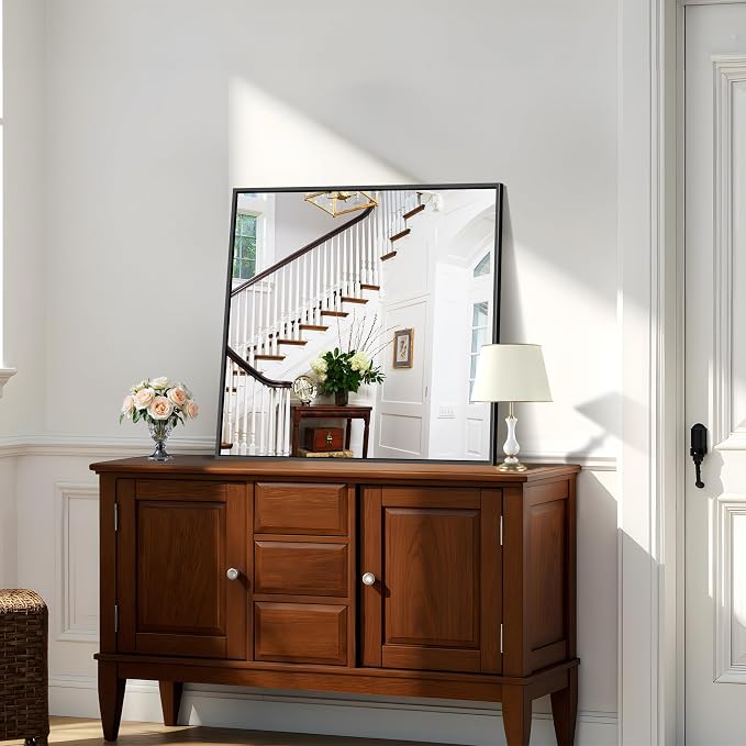 KOCUUY Bathroom Mirror, 30x30 Square Black Mirror - Image 3