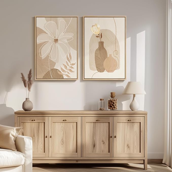 Framed Neutral Boho Floral Wall Art - Image 4