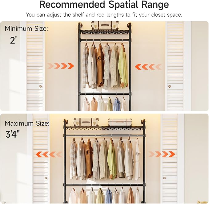 ONBRILL H1 Plus Expandable Wall Mounted Closet System, 2FT-3.3FT Closet - Image 4
