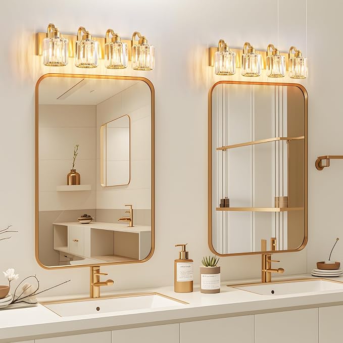 Crystal Vanity Lights, Modern 4-Light Bathroom Lights Over Mirror, Bathroom - Image 6