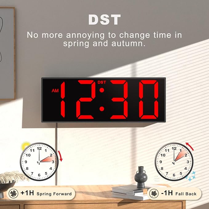 JALL 12'' Large Digital Wall Clock, Big LED Number Dispaly, RGB Colors - Image 5