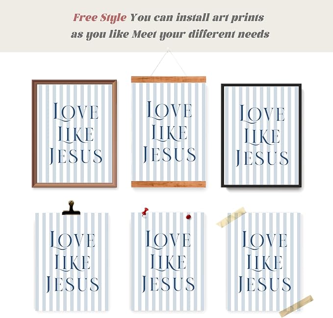 LARTSFRO Coquette Navy Blue Bow Jesus Wall Art Decor Posters, Inspirational - Image 4