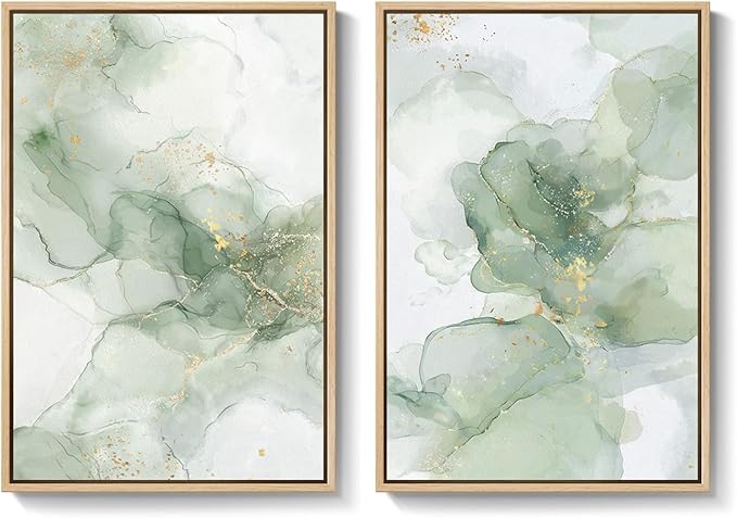 Framed Sage Green Abstract Wall Art - Image 9