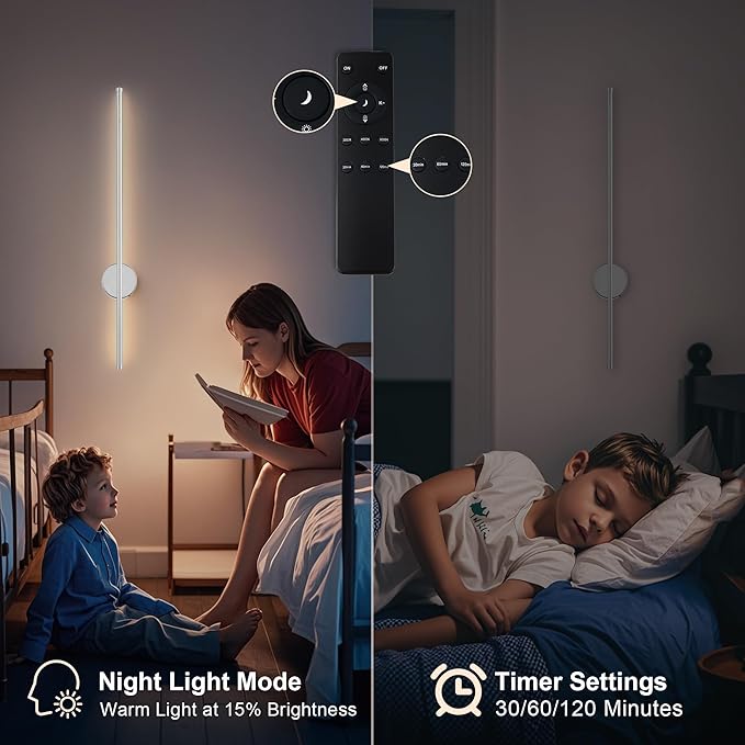 Battery Operated Modern Wall Sconces, Dimmable Wireless Wall Light Set of Two - Image 6