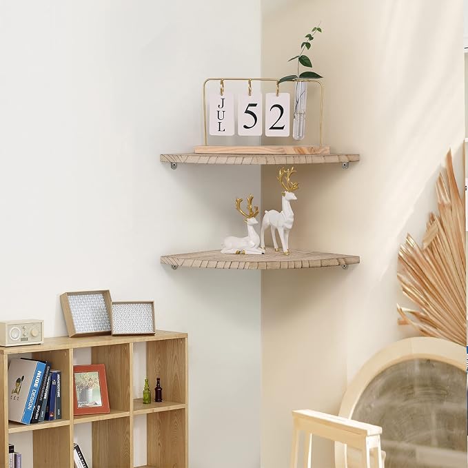 JORIKCHUO 10 inch Corner Wall Shelf, Round End Wall Mounted Floating Corner - Image 2