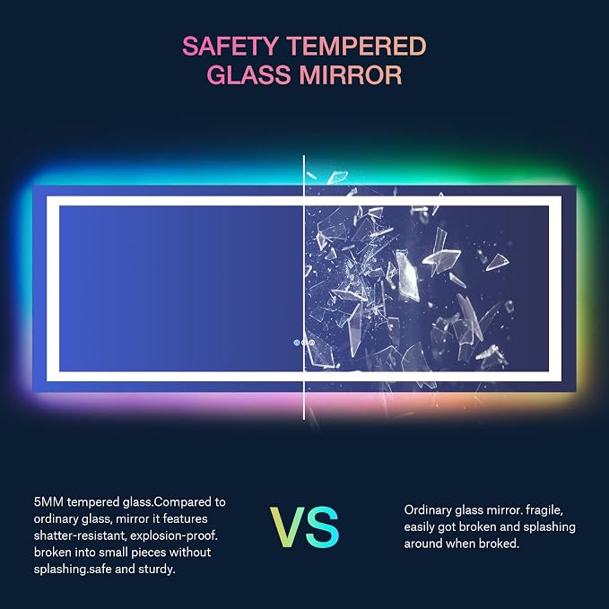 LOAAO 84X32 Inch RGB LED Bathroom Mirror - Image 7