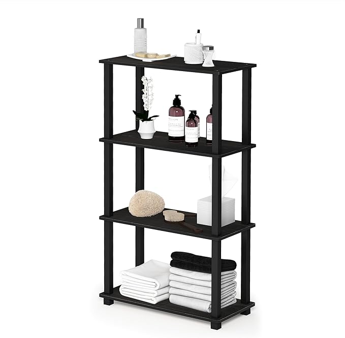 Furinno TURN-S-TUBE Storage Shelves, 4-Tier Book Shelf, Corner Shelf, Toolless by Furinno-FitsYourSpaceFitsYourBudget
