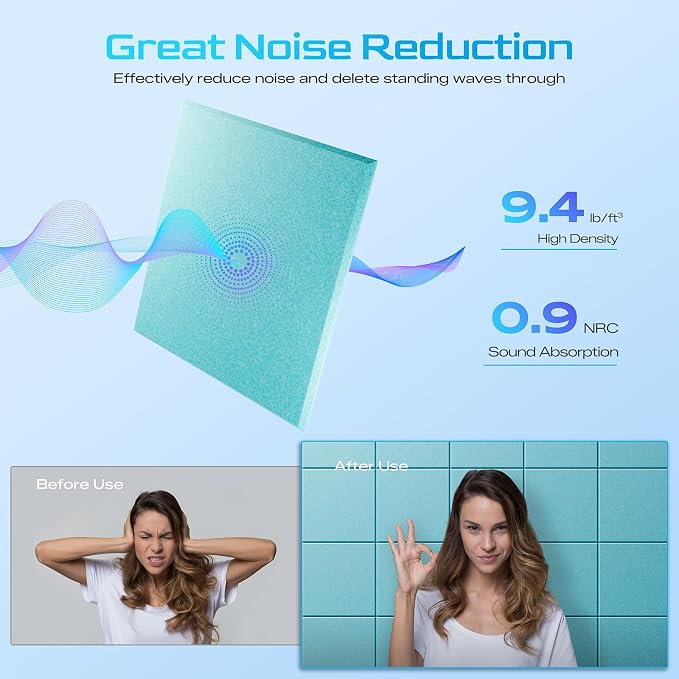 12 Pack Self-Adhesive Acoustic Panels, Soundproof Wall Panels - Image 3