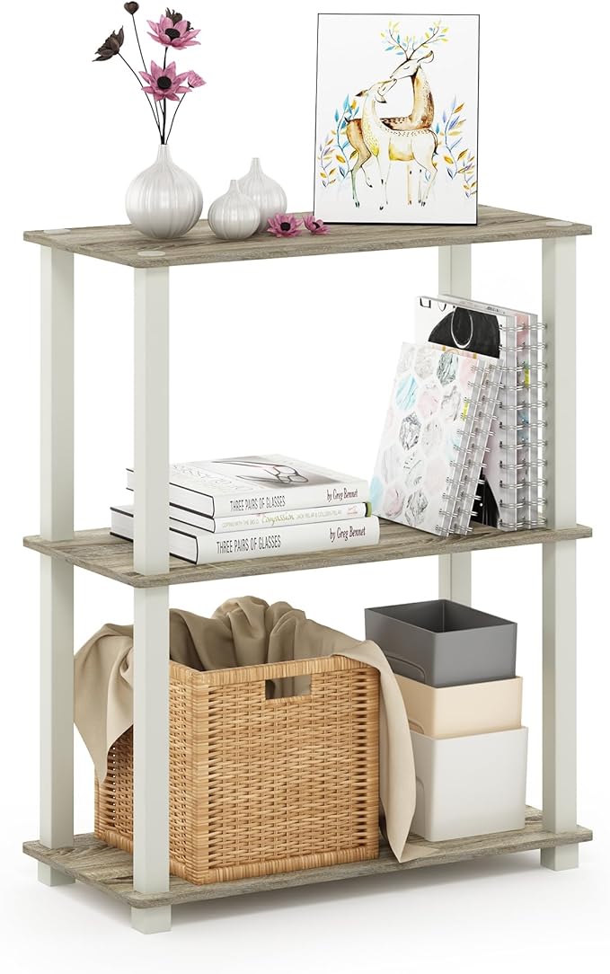 Furinno TURN-S-TUBE Storage Shelves, 3-Tier Book Shelf, Corner Shelf, Toolless by Furinno-FitsYourSpaceFitsYourBudget