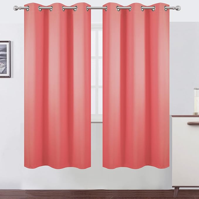 LEMOMO Coral Thermal Blackout Curtains/42 x 72 Inch/Set of 2 Panels Room - Image 2