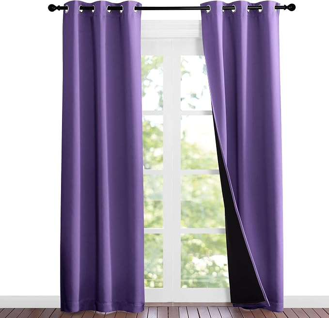 NICETOWN Lilac Purple Full Shade Curtain Panels, Pair of Thermal Insulated & by NICETOWN