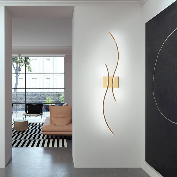 CANEOE Modern Wall Sconce, 39Inch Gold LED Wall Light Fixtures, 6000K Bathroom - Image 2