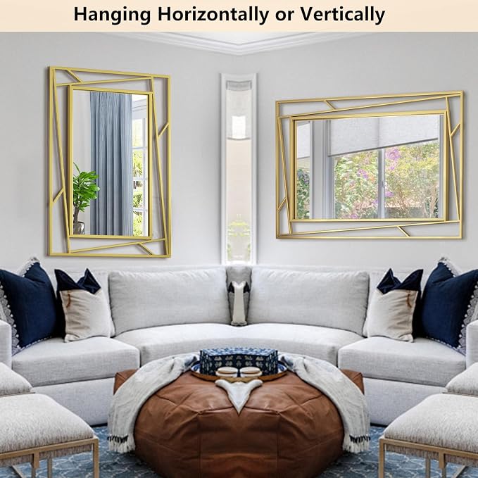 Brushed Gold Bathroom Mirror, Hang Horizontally or Vertically - Image 7