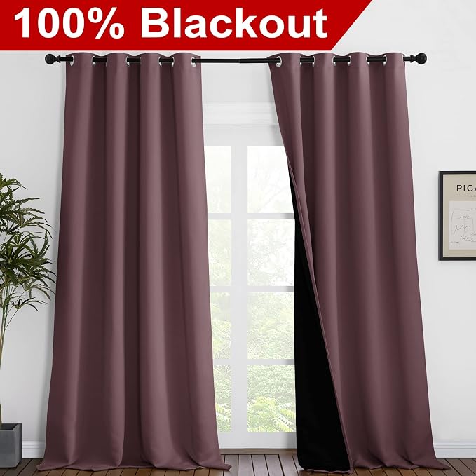 NICETOWN Room Warming Thermal Insulated 100% Blackout Curtains, Sound Proof - Image 2