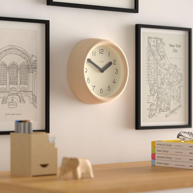 JONES CLOCKS® Fuze wall Clock | Small Round Clock | Beige | Playful Modern - Image 4
