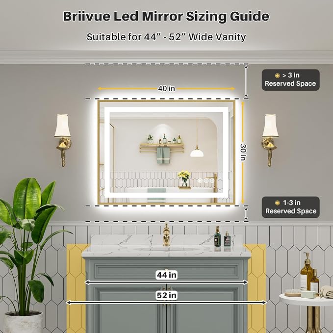 40x30 Inch LED Bathroom Mirror - Image 2
