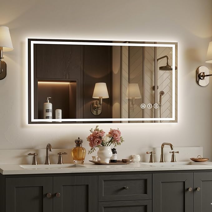 48X24 LED Bathroom Mirror with Lights, Backlit + Front Lit, Lighted Bathroom by Rpoesx