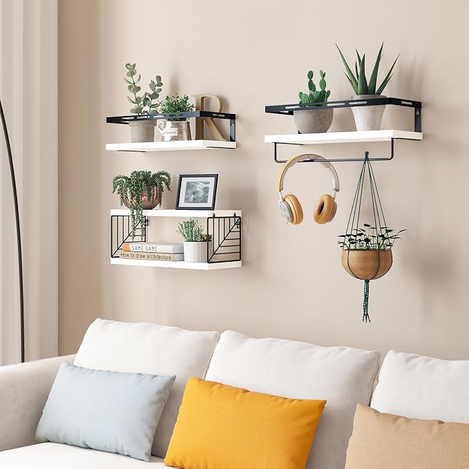 Fixwal Wall Mounted Bathroom Shelves Over Toilet, Rustic Wood Floating Shelves - Image 6
