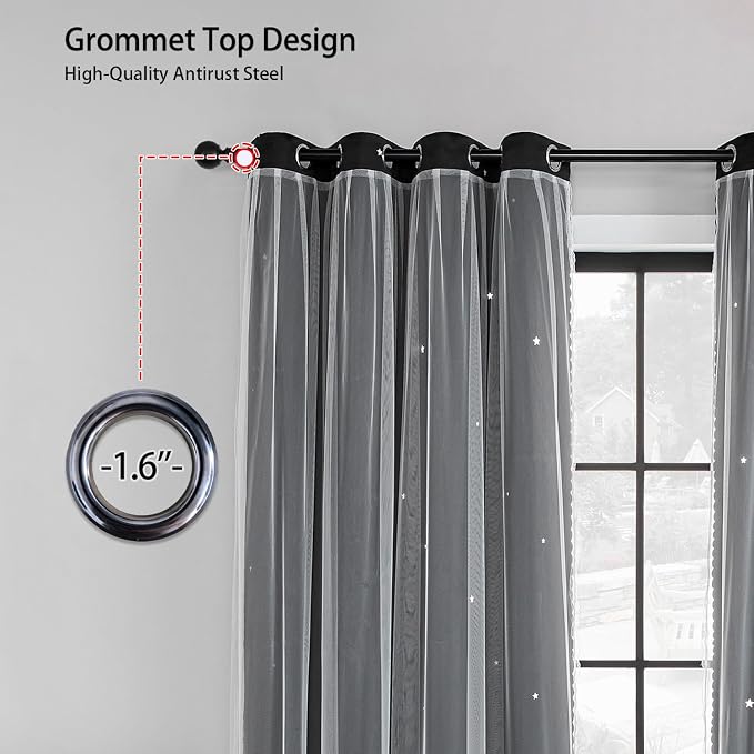 XiDi Blackout Drapes for Bedroom Windows, Unicorn Curtains for Kids Room - Image 4