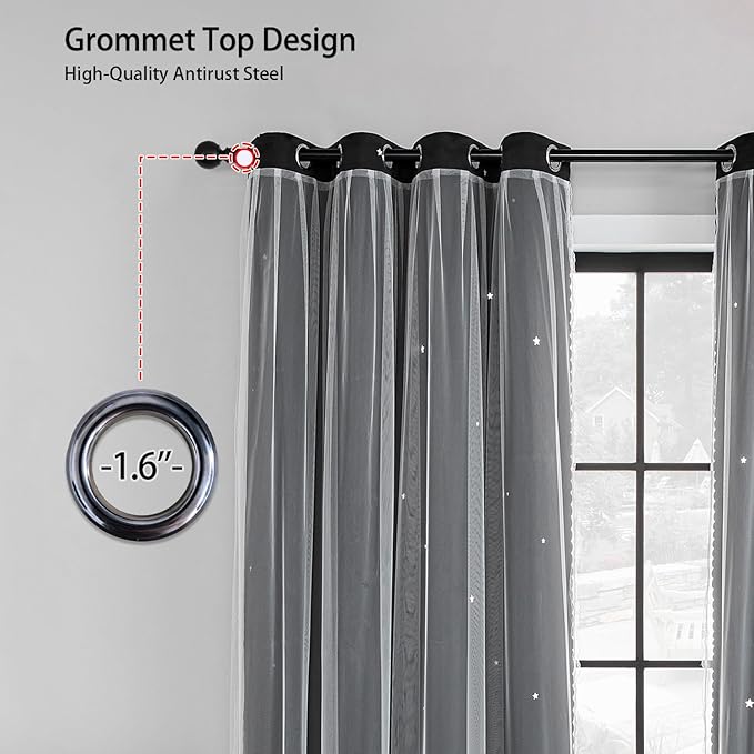 XiDi Grommet Blackout Curtains for Bedroom & Living Room, Unicorn Pattern - Image 4