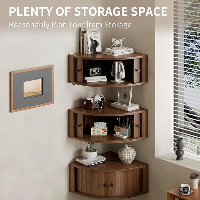 Corner Shelves Wall Cabinet Set of 3, Floating Corner Shelf Organizer - Image 3