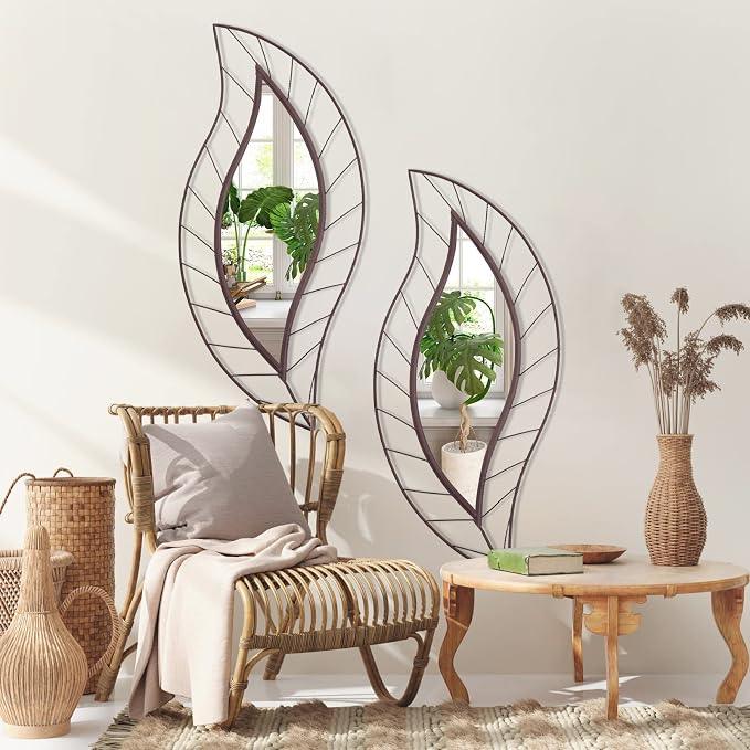 ironsmithn Decorative Wall Mirror, Leaf Design Metal Frame - Image 9