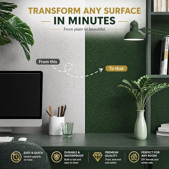 Abyssaly Dark Green Peel and Stick Wallpaper Removable Silk Texture Contact - Image 5