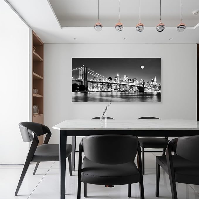 Baisuart-Q30398 Brooklyn Bridge Night View 1 Panels Landscape Artwork Canvas - Image 5