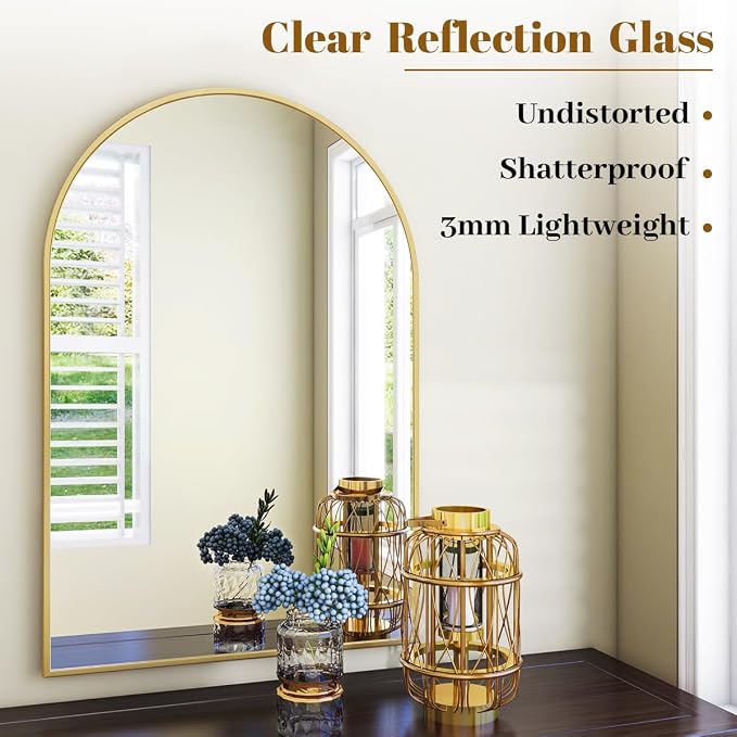 VooBang Arched Wall Mirror, 24 x 36 inch Arch Bathroom Mirror, Wall Mounted - Image 3