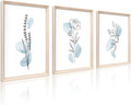 HesenDot Framed Blue Floral Canvas Wall Art, Minimalist Botanical Wall Art Decor by HesenDot