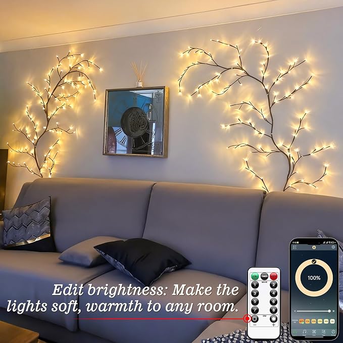 GOESWELL Smart Vine Light for Room Decor: 7.5ft 144 LEDs Music Timer Dimmable - Image 4