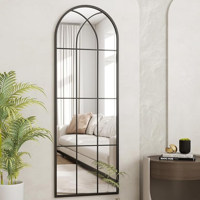 Dewfig 65"x 22" Arched Window pane Full Length Mirror, Wall Mirror, Floor by YourSpacePerfectlyReflected