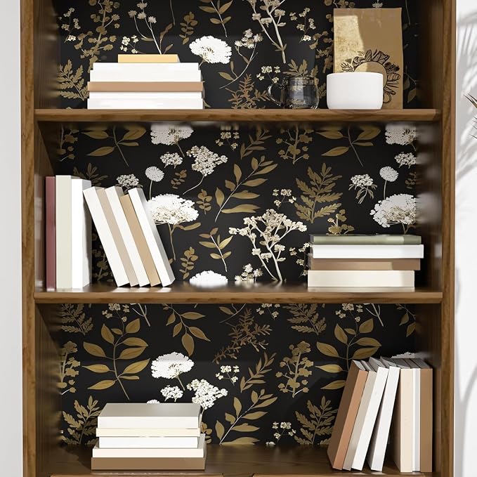 Laatse Dark Floral Wallpaper Peel and Stick Boho Wallpaper 17.5in x 393in - Image 5